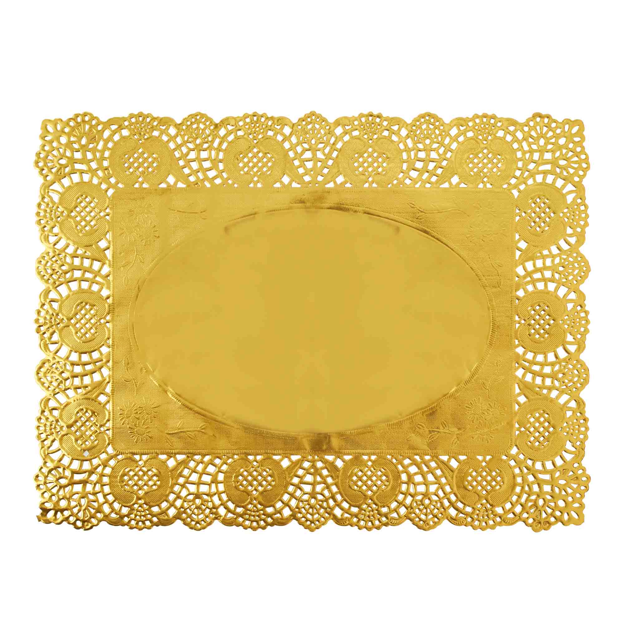 Gold Rectangle Paper Doilies 15½" L x 11¾" W - Set of 100-Gold for wholesale on Faire0