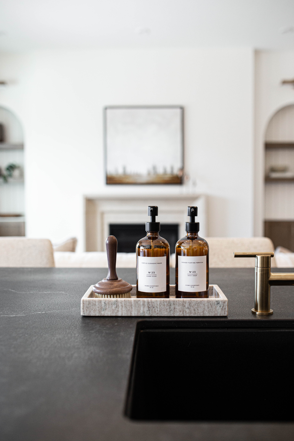 Luxe B Co - Vente Distributeurs de savon - Distributeur réutilisable de bouteille de savon ambre avec étiquette - Savon à vaisselle ou à mains  2