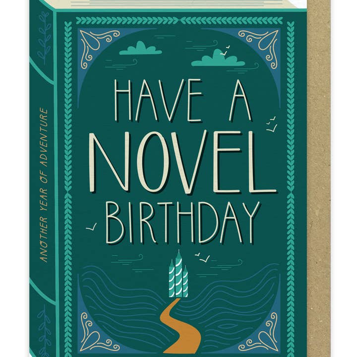 Two For Joy Illustration - Venta al por mayor Tarjetas de cumpleaños - Novel Birthday — Tarjeta de cumpleaños con forma de libro de lujo