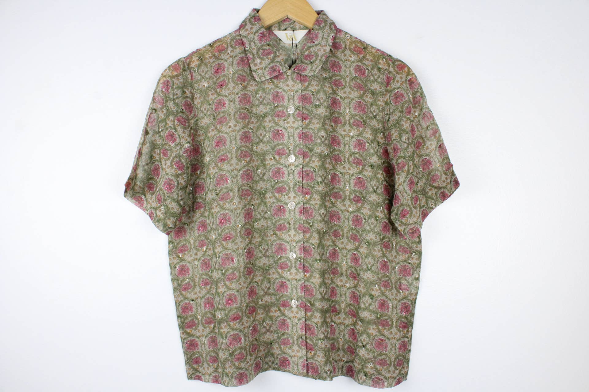 Sun's Out! - Wholesale Button Down Shirt - Women's - Vintage Short-Sleeve Button Up Blouse - Original Length27