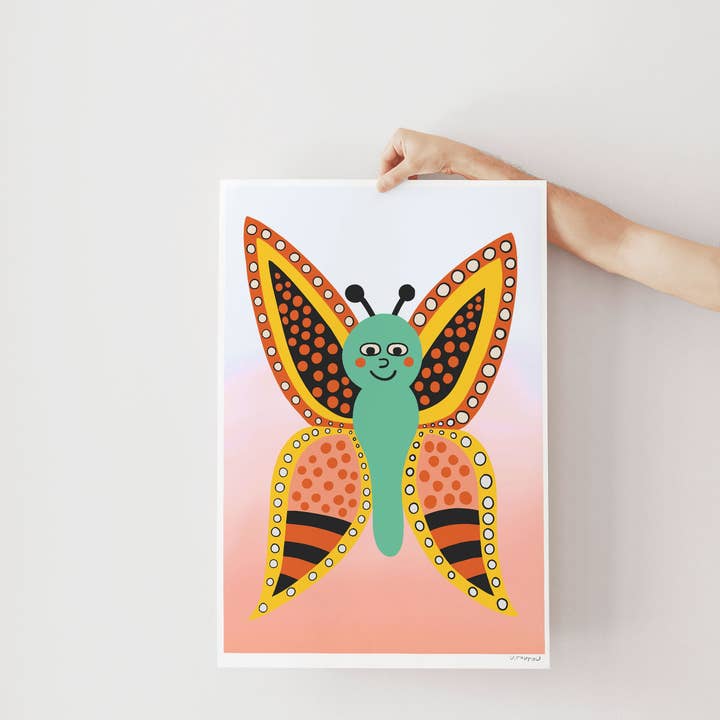 Orange Butterfly Art print for wholesale by Studio Toute
