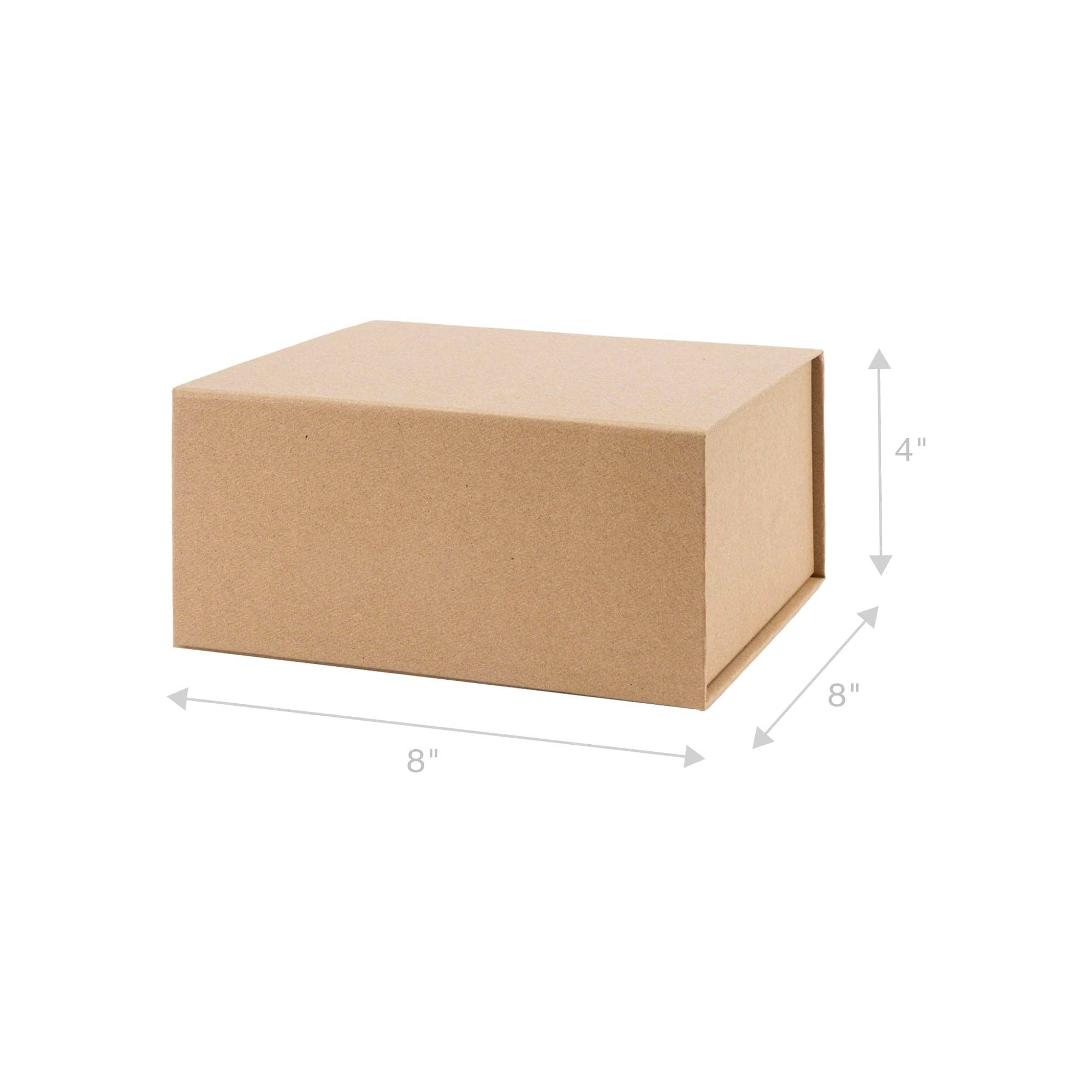LA Ribbons Wholesale - Vente Coffrets cadeaux - Boîte cadeau pliable 8" x 8" x 4" avec couvercle à rabat magnétique carré | Kraft1