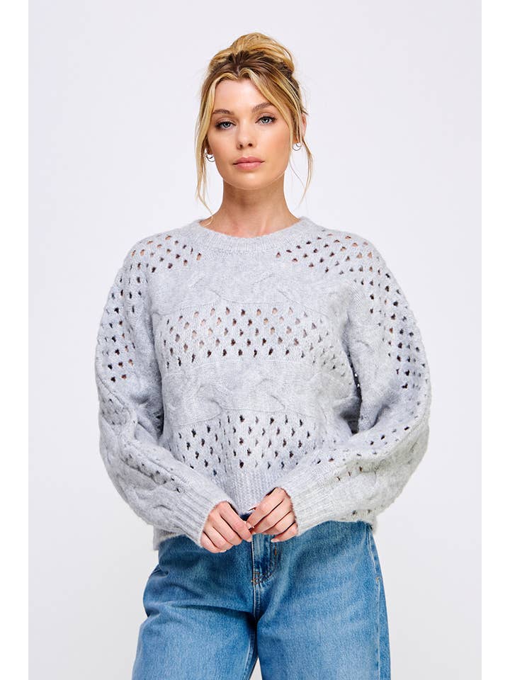 Allie Rose - Wholesale Knit Sweater - Women's - Open Knit Oversized Sweater