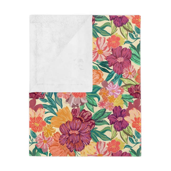 Harvey Floral Velveteen Blanket for wholesale by Klementina Designs
