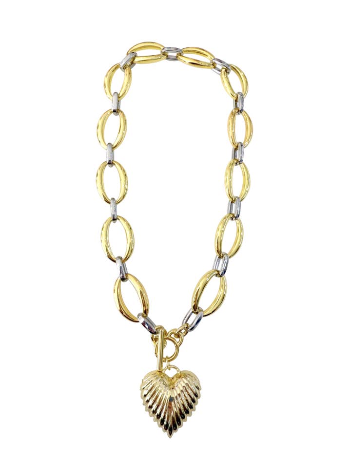 Karina Gold Scalloped Heart Necklace for wholesale by Gemelli
