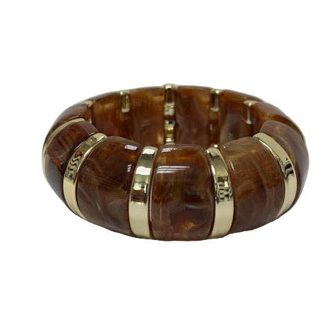 Simply Jewels - Wholesale Bangle Bracelet - Marble effect red stretch resin bangle bracelet ✦ BR-201310