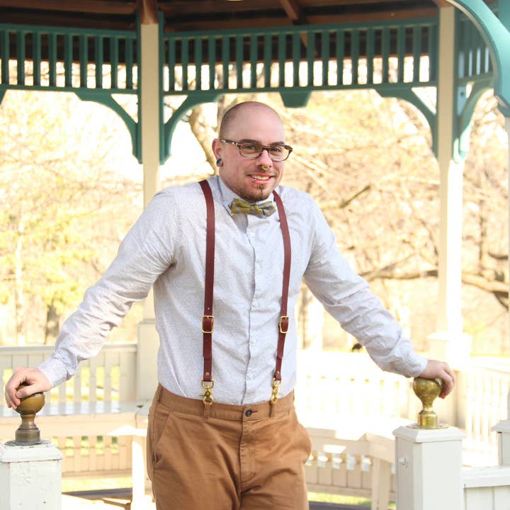 Audio Helkuik - Wholesale Suspenders - Unisex - Leather Suspenders - Chestnut (X-back style)2