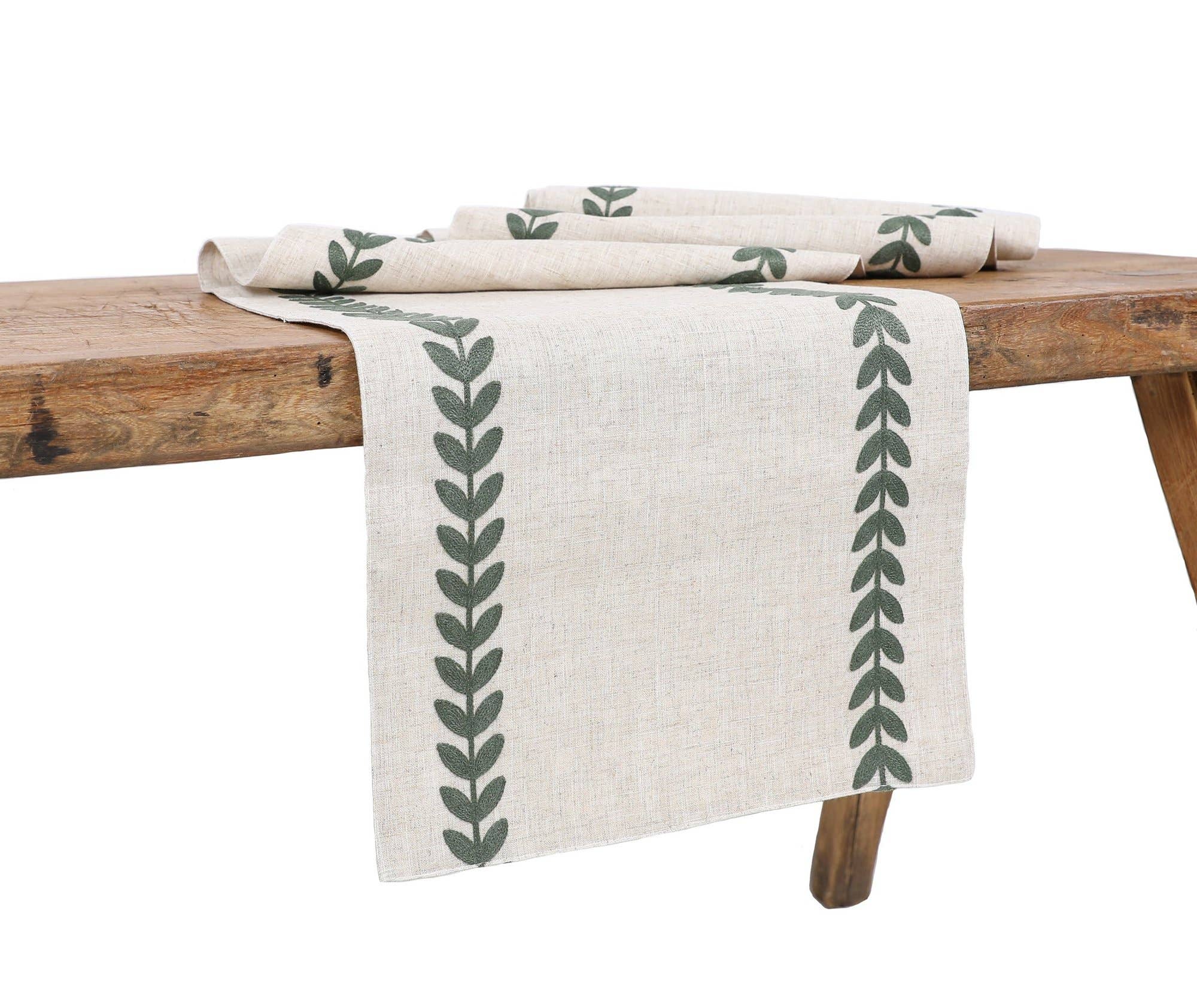 Xia Home Fashions & Manor Luxe - Wholesale Table Runner - Cute Leaves Crewel Embroidered Table Runner3