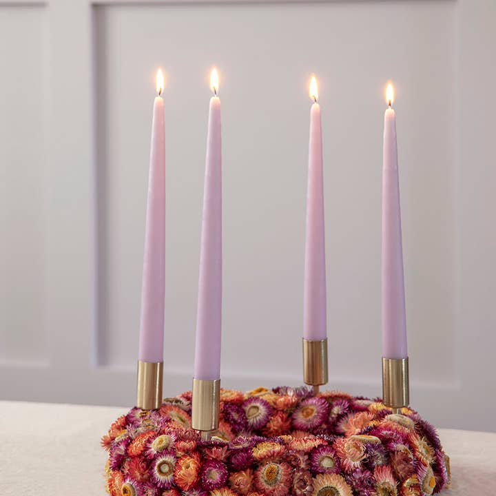 MOUD Home - Wholesale Tapered Candle/Candlestick - Cozy Paraffin Candles - Light Purple - 4 Pcs.1