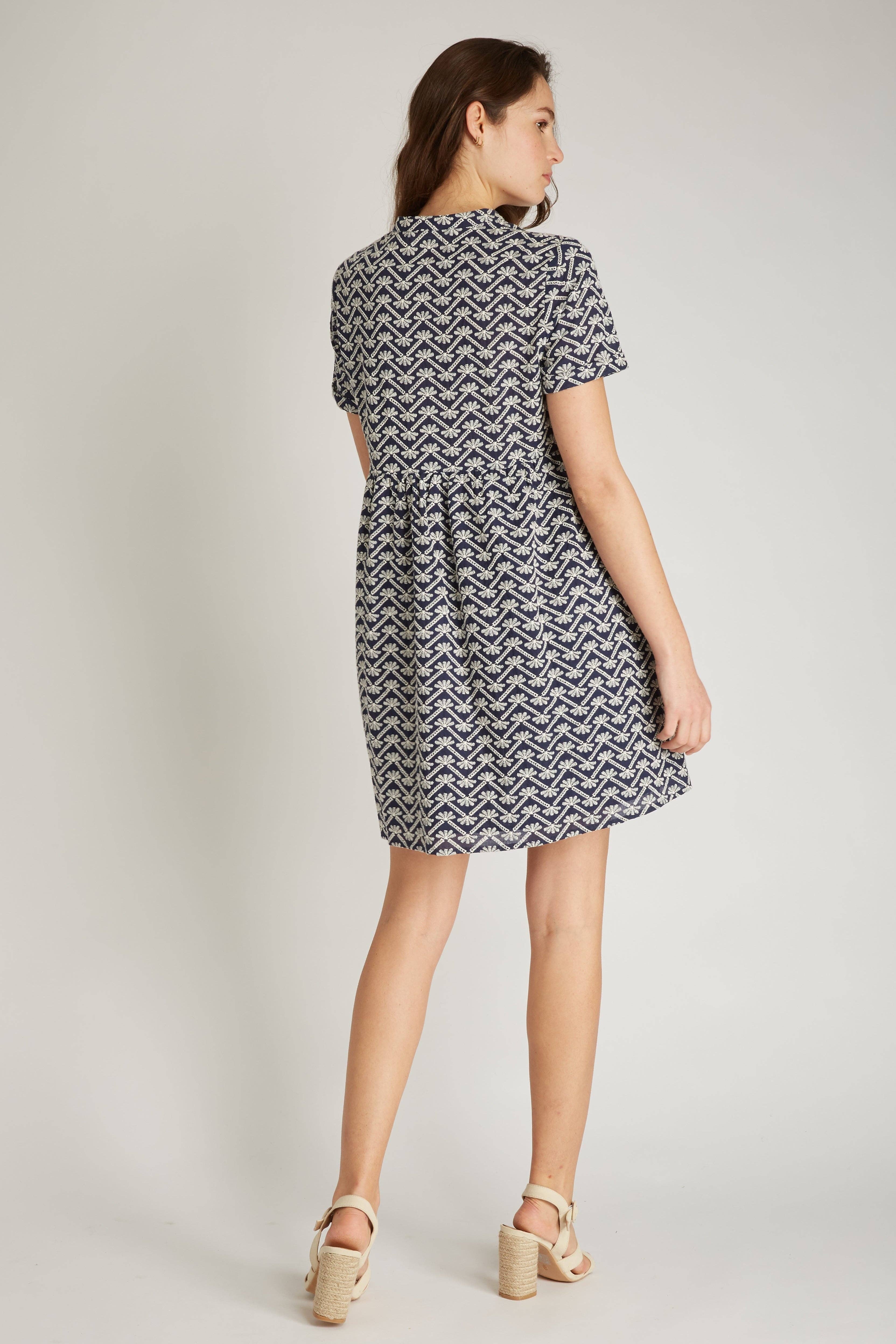 NAVY ELENA - Embroidered short dress for wholesale on Faire4