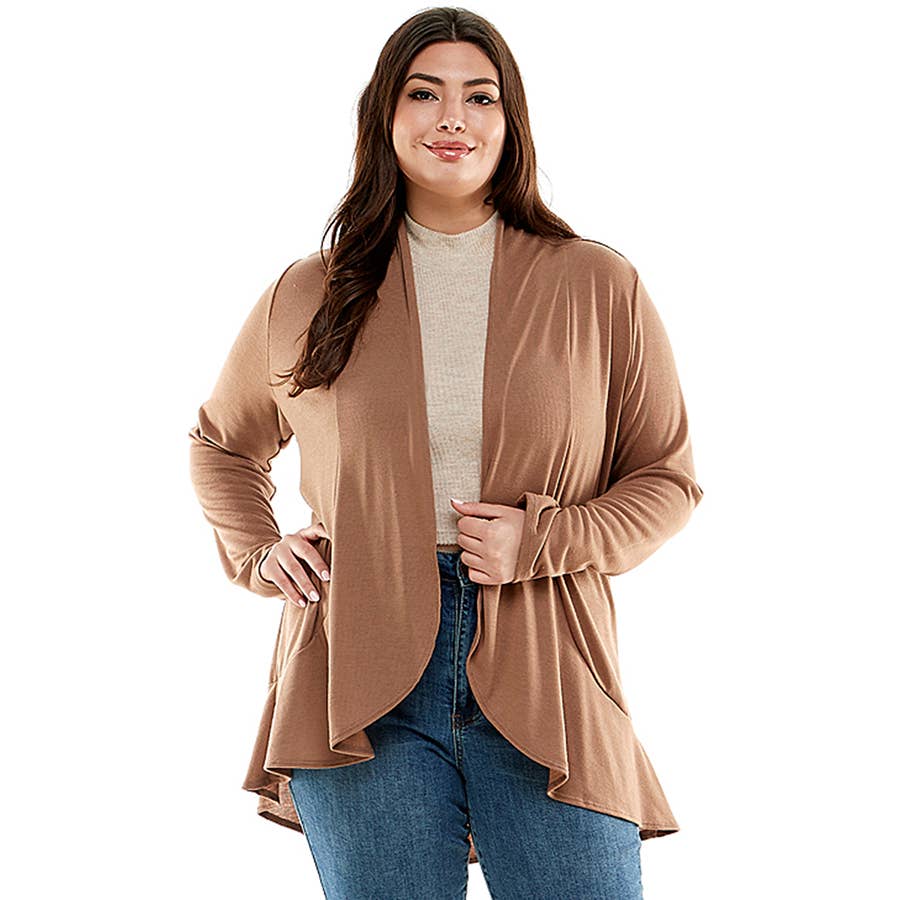 Azules Clothing – Großhandel Strickjacke – Damen – AJK-3016HCX-Plus-Damen-Strickjacke mit langen Ärmeln und Rüschen4