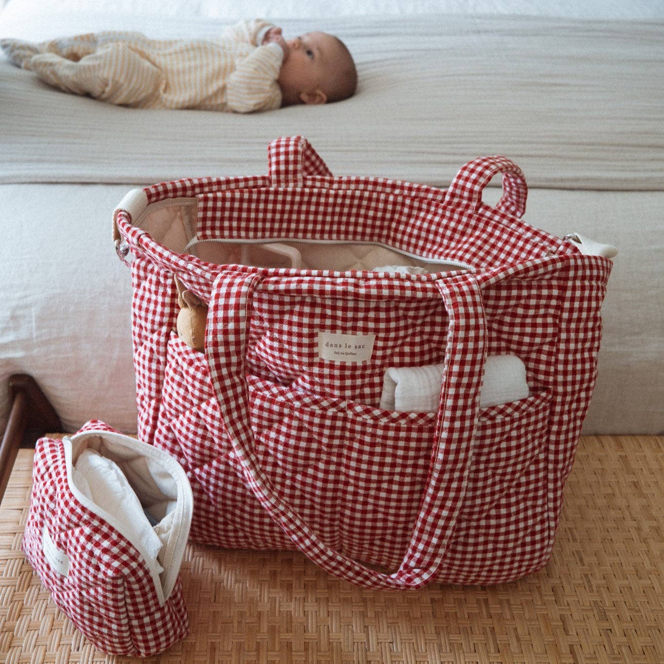 Dans le sac - Wholesale Diaper Bag - Baby - Organic cotton diaper bag - Gingham collection9