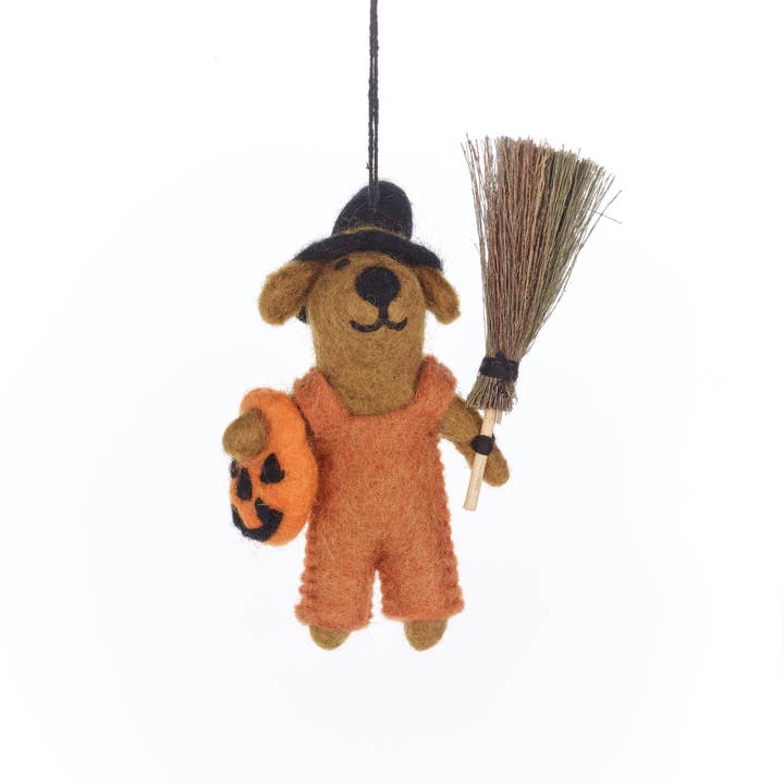 Felt So Good - Wholesale Ornament - Handmade Felt Draco the Dog Hanging Halloween Decoration