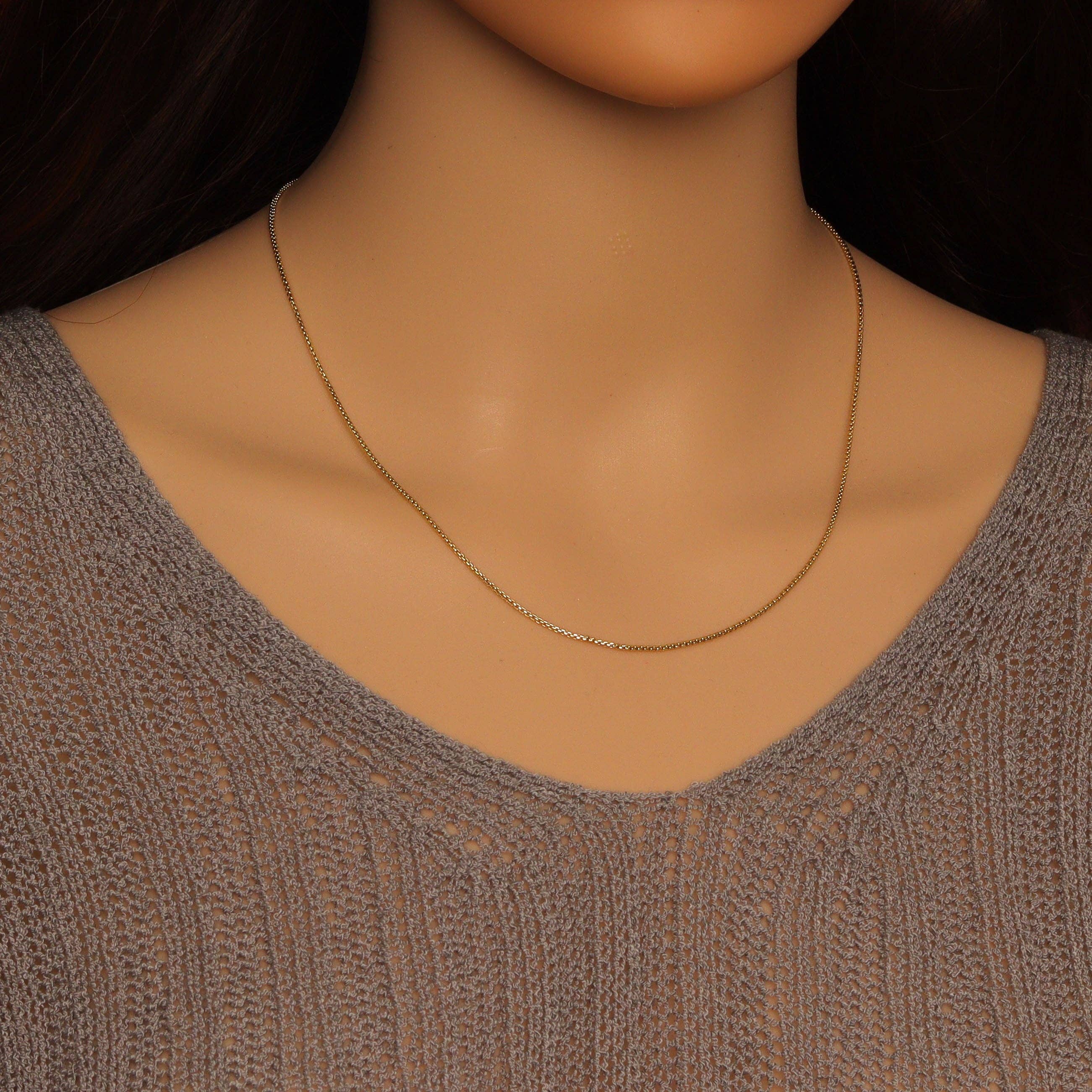 BestBeads&Beyond - Wholesale Link & Chain Necklace - Gold Silver Thin box Link Chain Necklace , Sku#LX8443