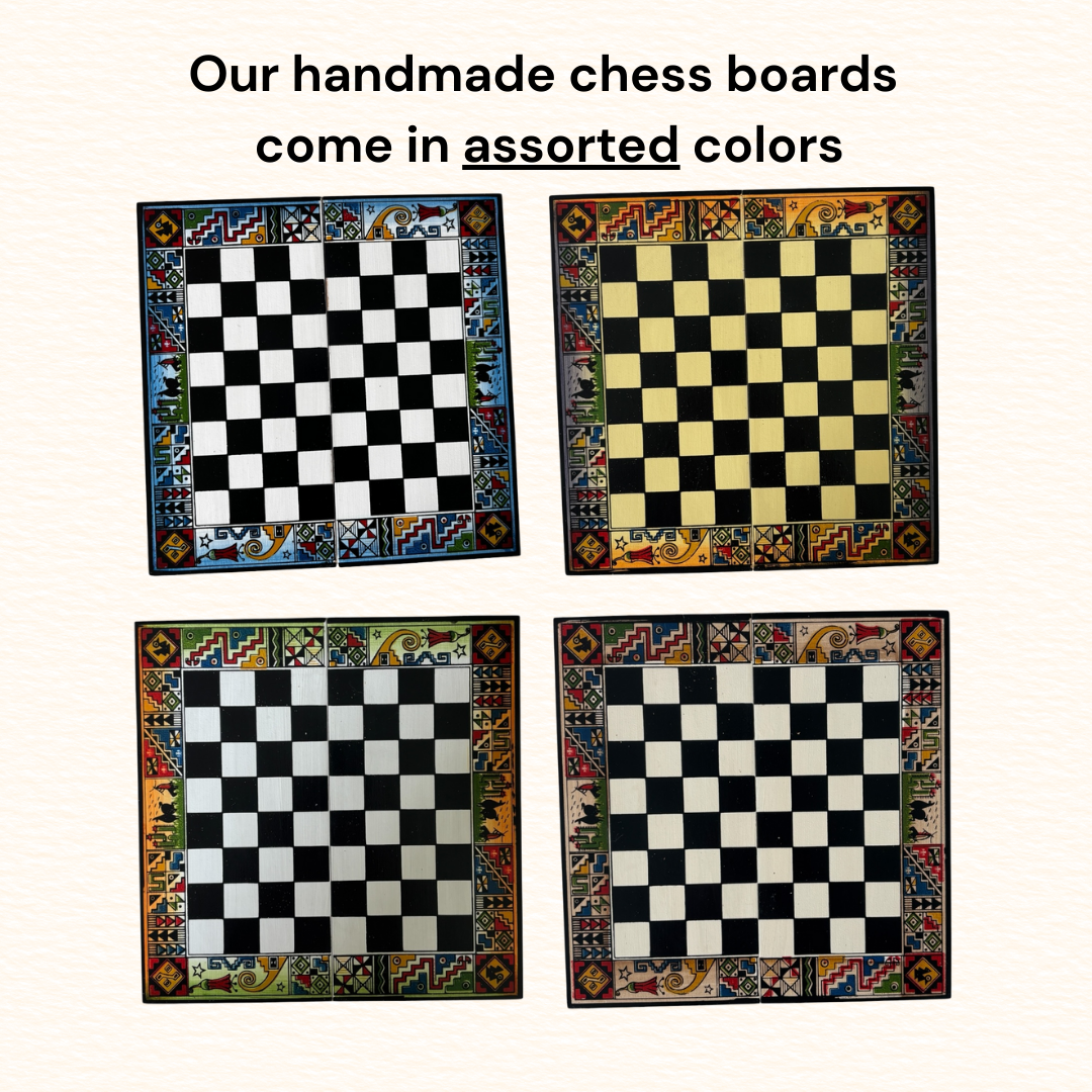 Zoe Artcrafts Corp. - Vendita all'ingrosso Giochi da tavolo - Set di scacchi per bambini fatto a mano, scacchiera pieghevole 20x20 cm5