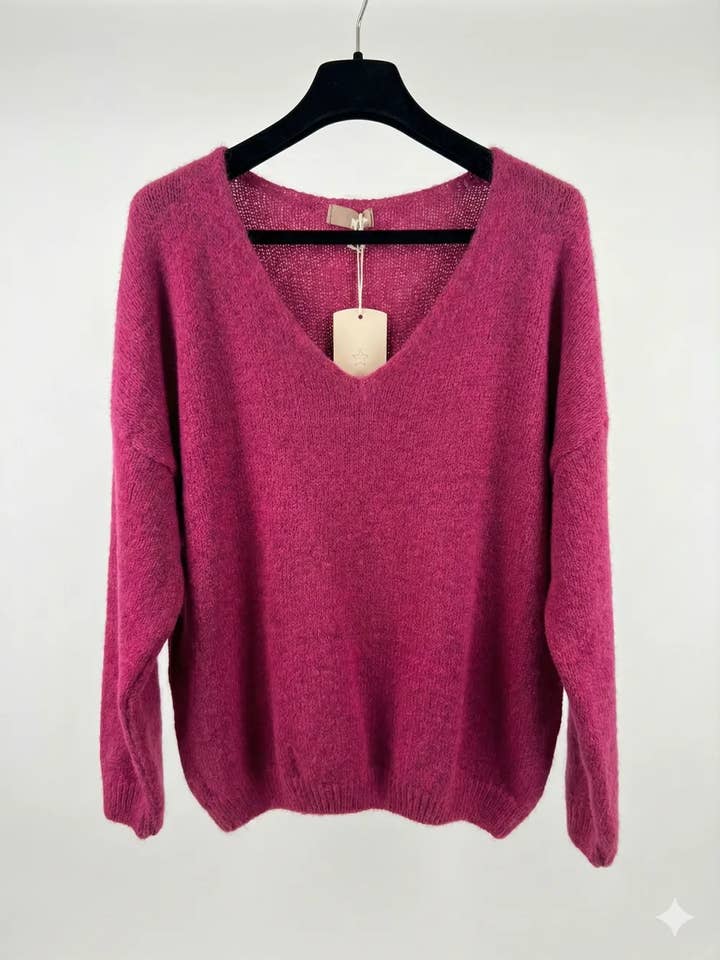 Mimi & Gogo - Vente Pull en maille – femme - Pull uni basique @20127_uni40