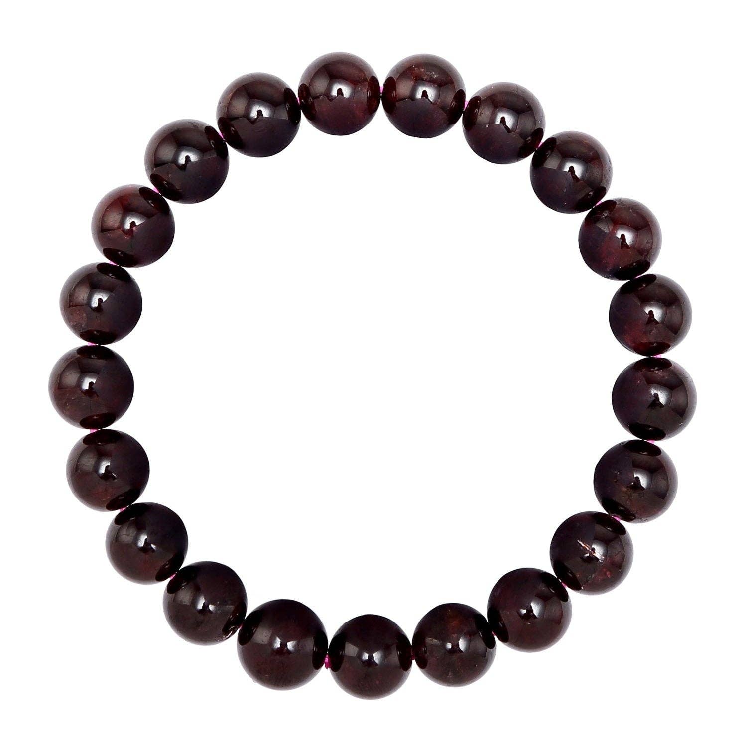 CRCBEADS - Wholesale Beaded Bracelet - Red Garnet Bracelet Smooth Round Size 10mm 8mm 7.5" Length0