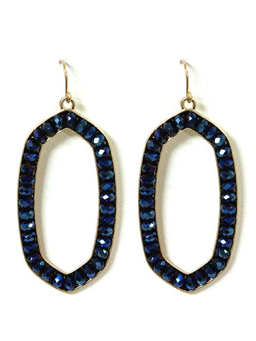 MiMi Wholesale - Wholesale Dangle Earrings - VE2614 Jewel Bead Outline Oval Dangle Earrings2
