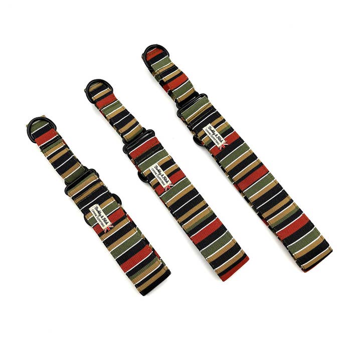 Roman Stripe Weatherproof Martingale Collar for wholesale by Barkley and Fetch