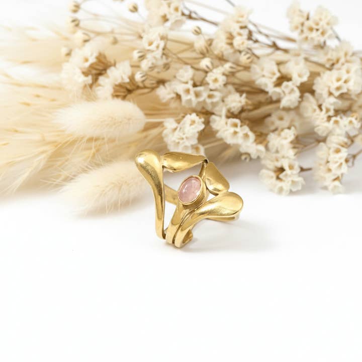 Katzenaugen-Rosa-Steinring für den Großhandel von Produtos Namasté