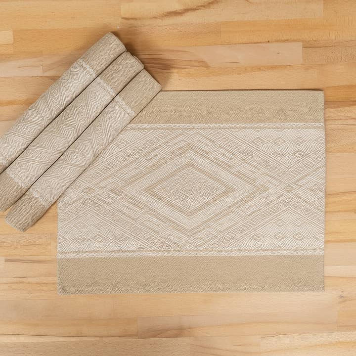 Fennco Styles - Wholesale Placemat - Woven Diamond Pattern Cotton Blend Placemat - 5 Colors 1