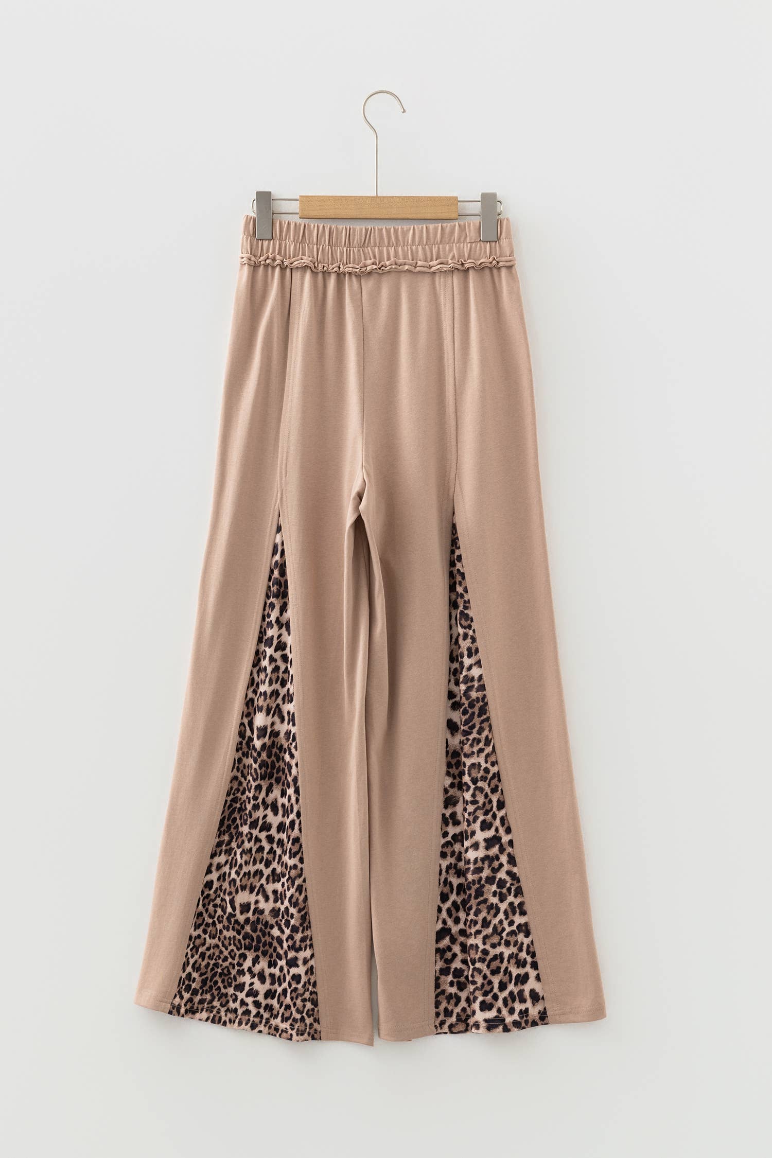 Straw Yellow Mineral Wash Leopard Plus Size Wide Leg Pants (S-4X) for wholesale on Faire2