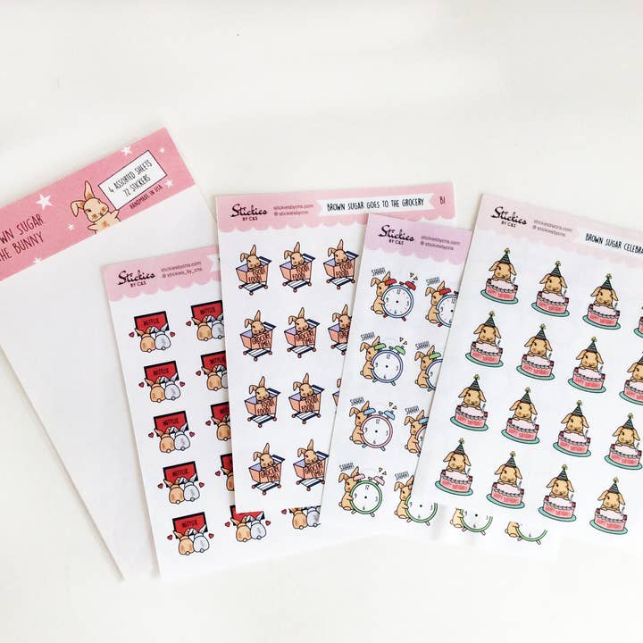 Pack d'autocollants Sucre brun le lapin pour la vente par Stickies by C&S