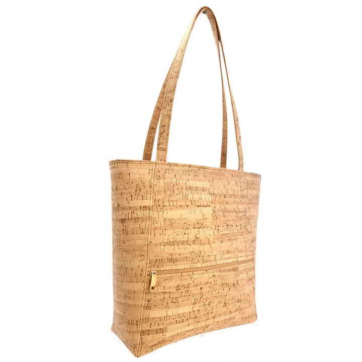 Große Kork-Tragetasche mit Frontreißverschlusstasche | Rustikaler Kork für den Großhandel von Natalie Therese