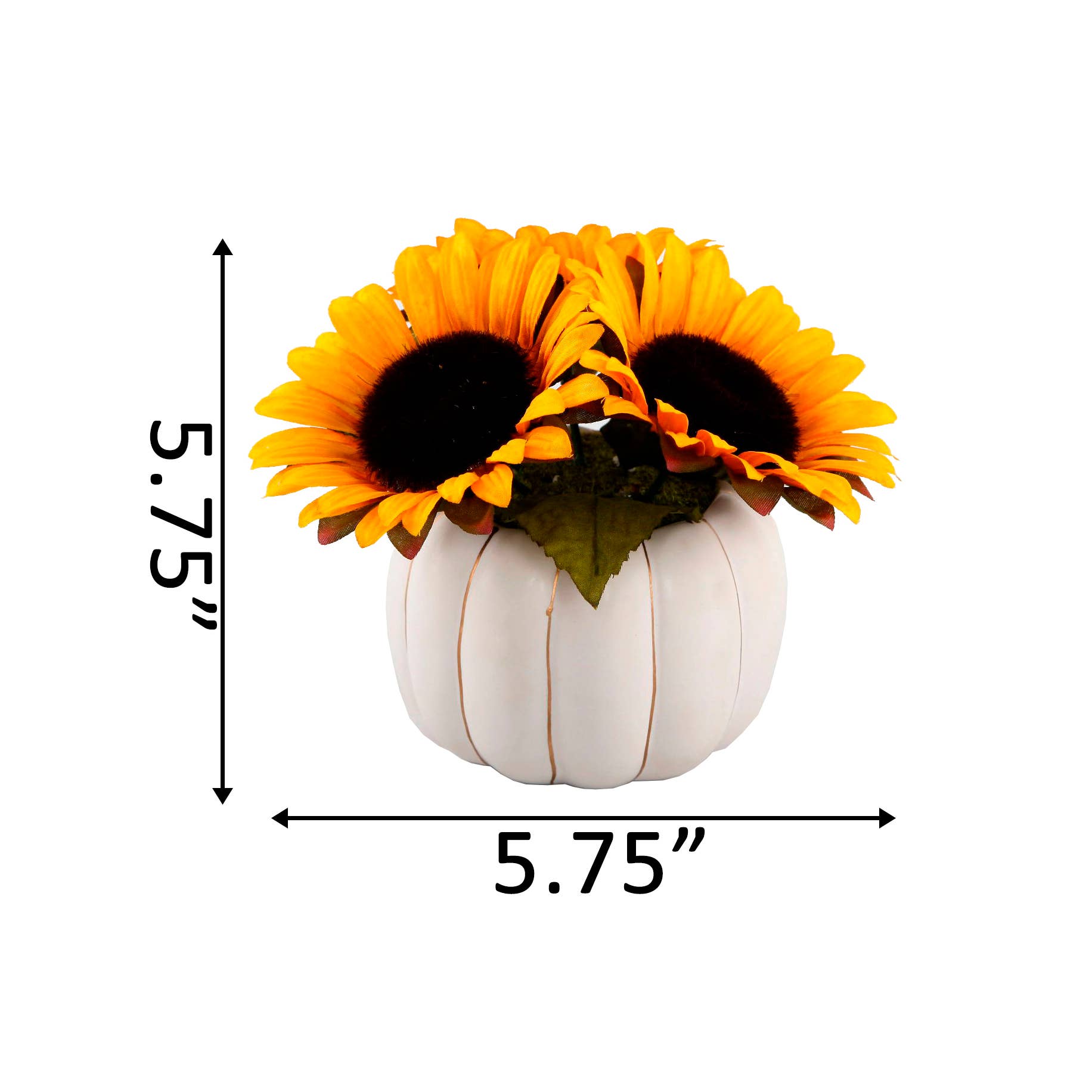 Flora Bunda Inc - Wholesale Artificial Flowers - 5.75" Sunflower Arrangement in White Pumpkin Vase1
