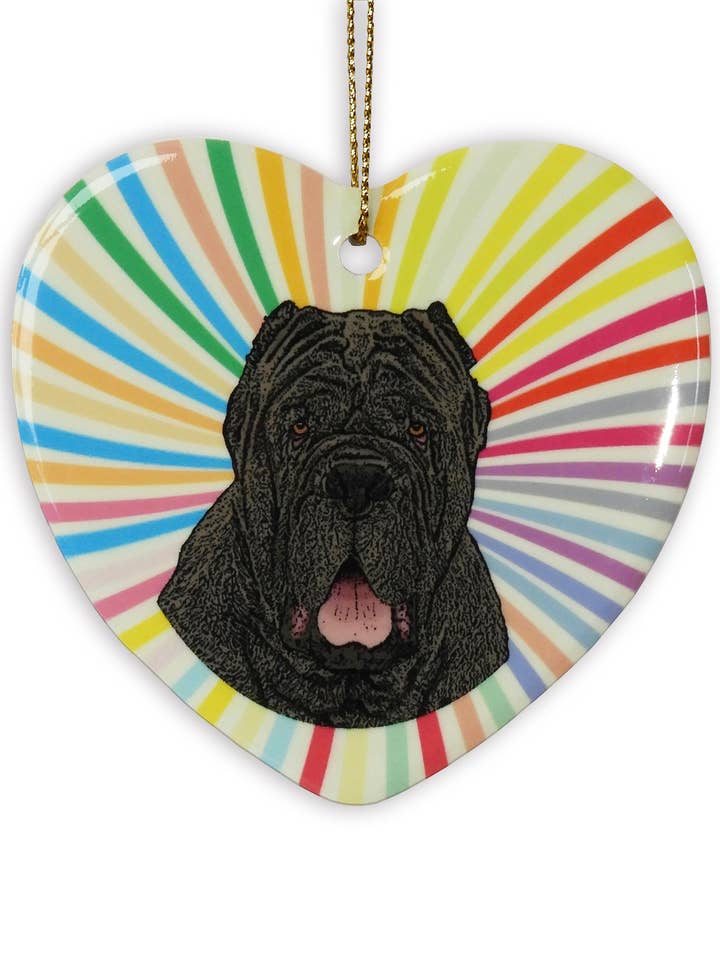 Adorno de corazón de cerámica mastín neopolitano para venta al por mayor de Sabyloo