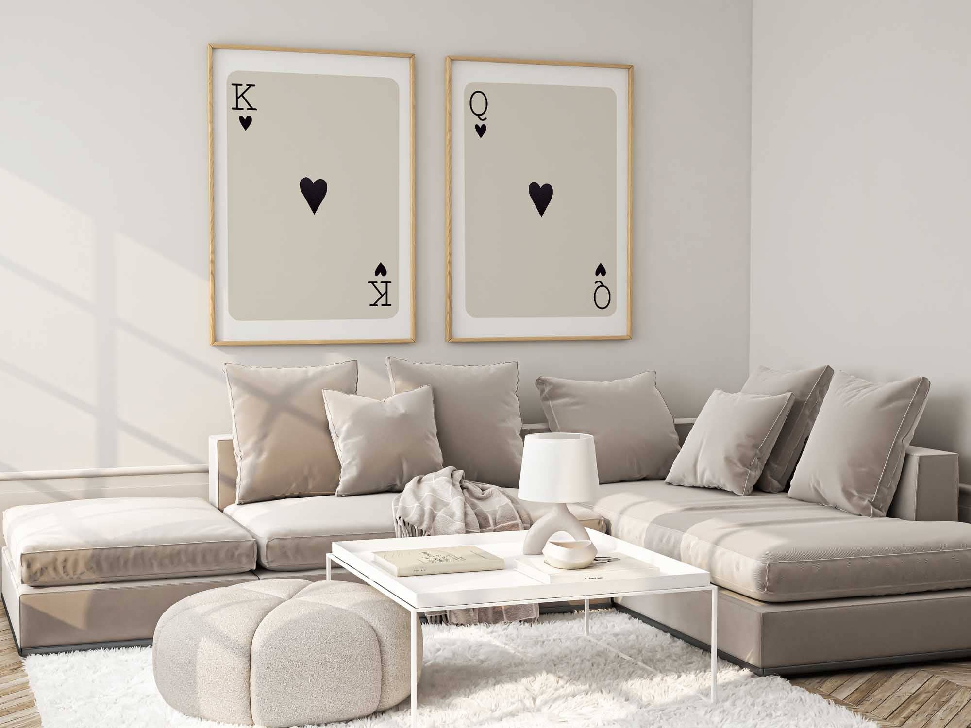 D'LUXE PRINTS - Wholesale Gallery Wall Set - King & Queen of Hearts – Modern Playing Card Print Set1