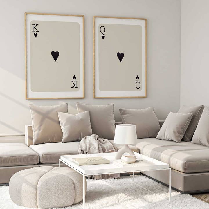 D'LUXE PRINTS - Wholesale Gallery Wall Set - King & Queen of Hearts – Modern Playing Card Print Set1
