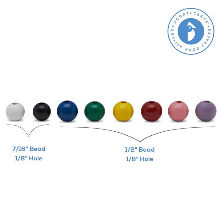 Woodpeckers Crafts - Wholesale Beads - Round Wood Beads 1/2"18