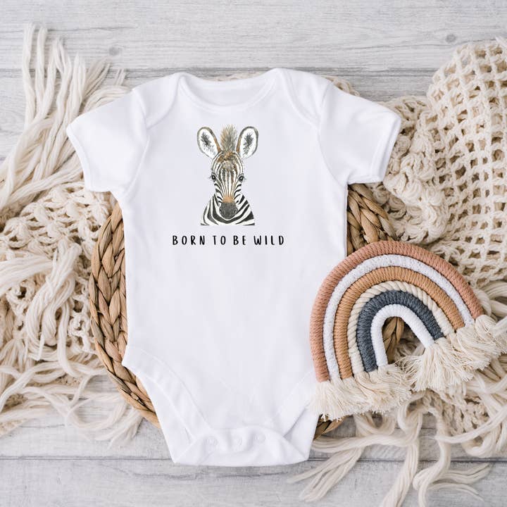 Born to be Wild Zebra Onesie® for wholesale by WLDFLWR Studio