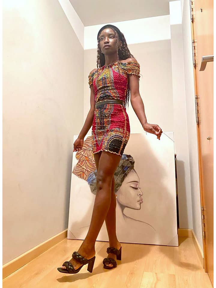 SUESES - Wholesale Top & Skirt Set - Women's - SET OF SKIRT AND TOP WITH SLEEVES DASHIKI WINE.1