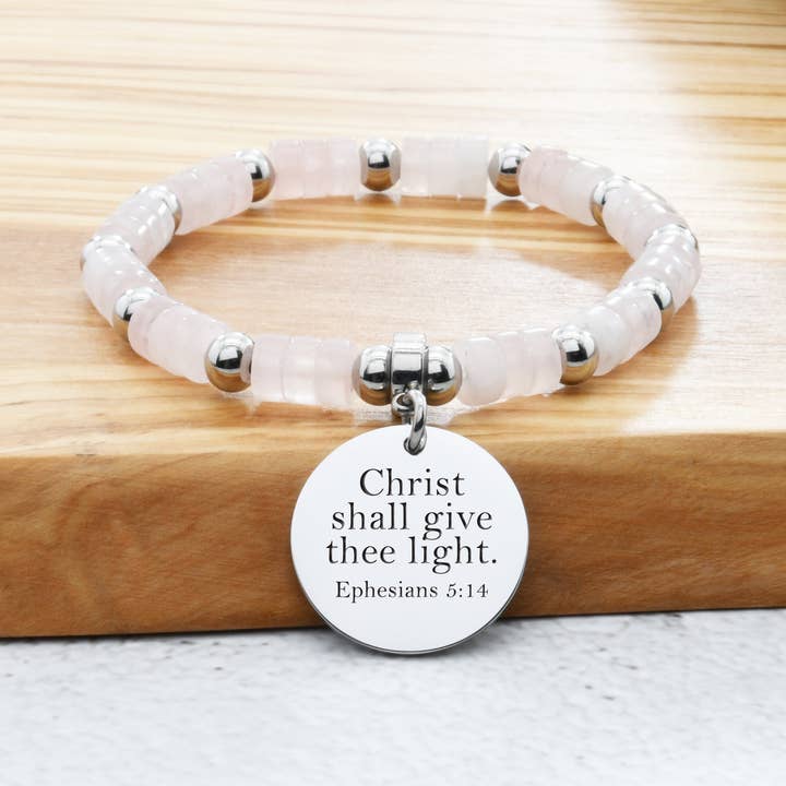 Pulsera elástica de cuarzo natural de las Escrituras de Pink Box para venta al por mayor de Pink Box