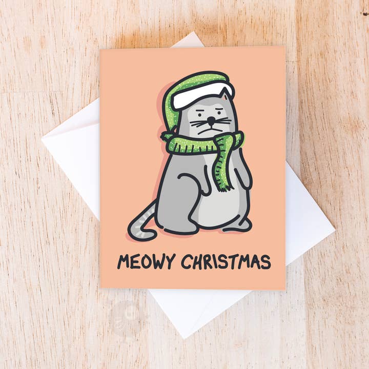 Feliz Gato Navidad | Tarjeta Navideña para venta al por mayor de Good on Paper