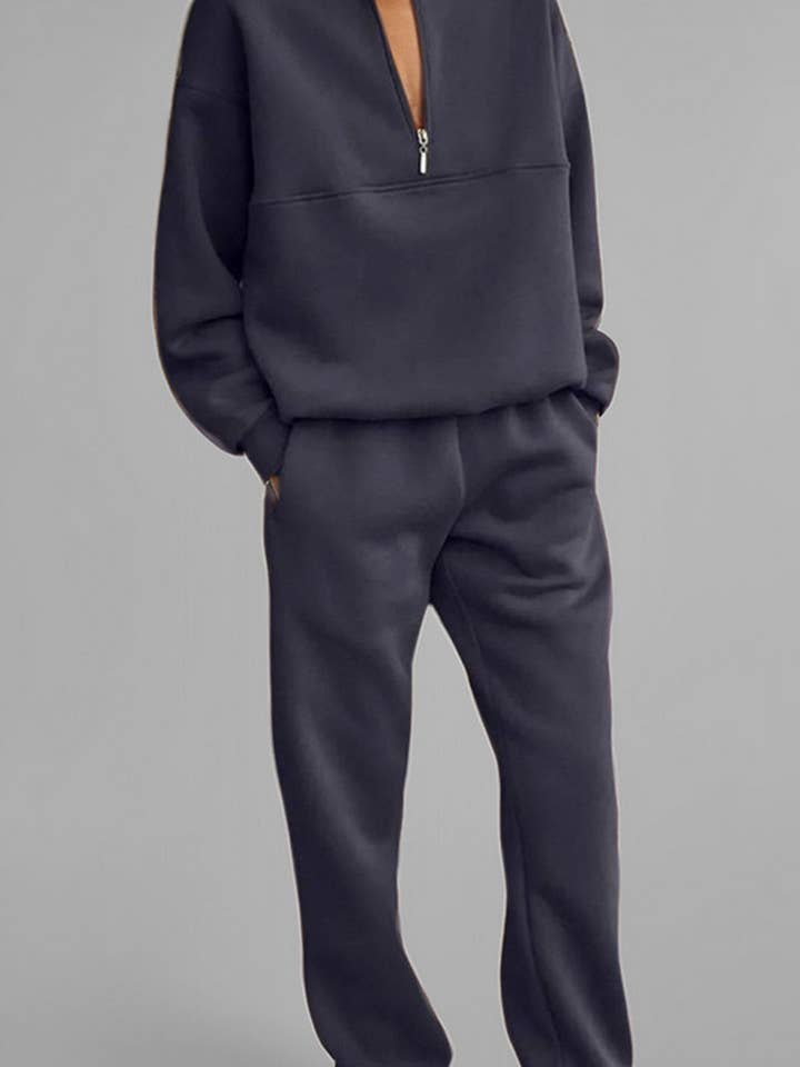 NINEXIS - Wholesale Top & Pant Set (NOT Loungewear) - Women's - CWSTB1207_ZIPPERED SWEATSHIRT AND TROUSERS TWO-PIECE SET