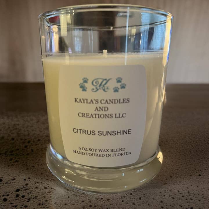 Citrus Sunshine Candle for wholesale by Kayla’s Candles and Creations