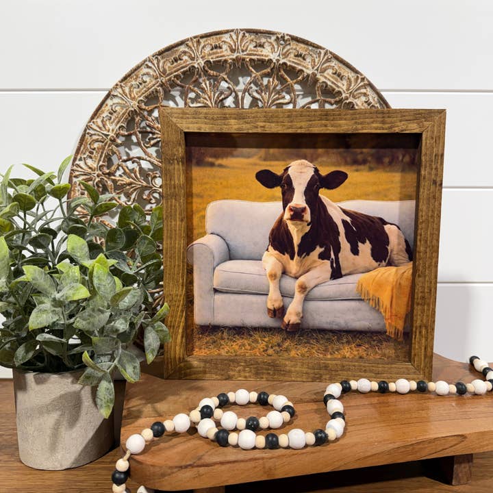 Cow sign, Funny Farmhouse decor, Vintage Cow decor for wholesale by The Broken Board