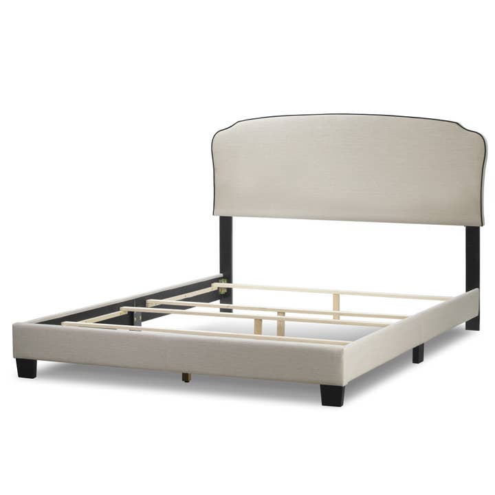 Glamour Home - Wholesale Bed - Aric Beige Fabric Queen Bed with Contrasting Piping Accent5