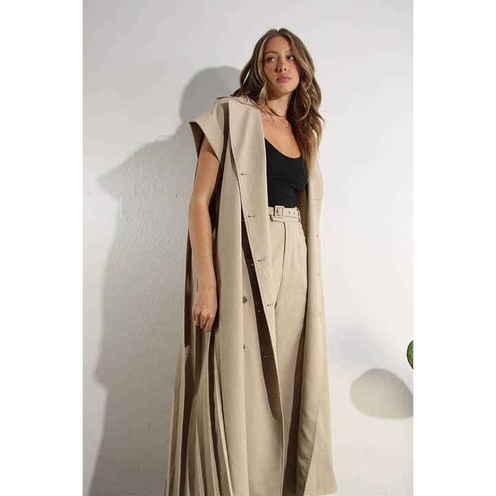 PLEATS BACK LONG JACKET AND PANTS SET - Oat Milk Color and other Purchase Wholesale m c. Free Returns & Net 60 Terms on Faire trending on Faire.