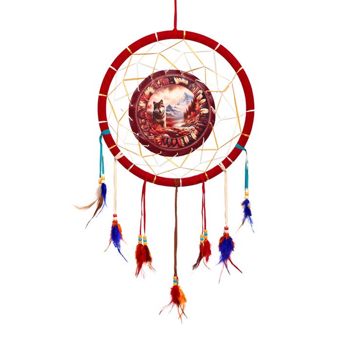 Autumnal Wolf Dreamcatcher 33cm for wholesale by Puckator Ltd