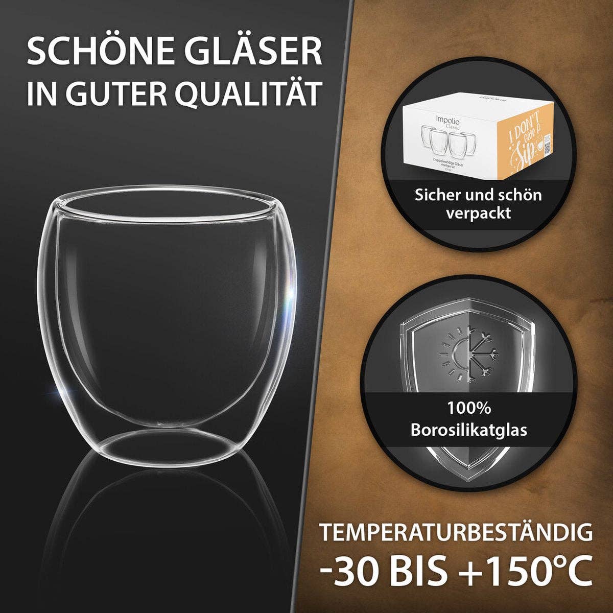 Biomatea - Vendita all'ingrosso Bicchieri da cocktail/superalcolici - 4x 250ml bicchieri a doppia parete per Latte Macchiato, tè con effetto sospeso6