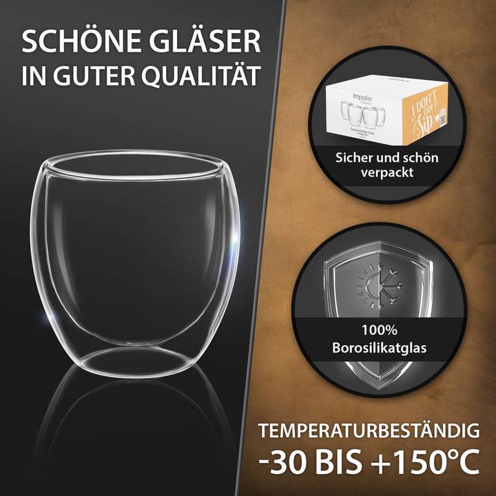Biomatea - Wholesale Cocktail/Liquor Glass - 4x 250ml double-walled latte macchiato, tea glasses with floating effect6