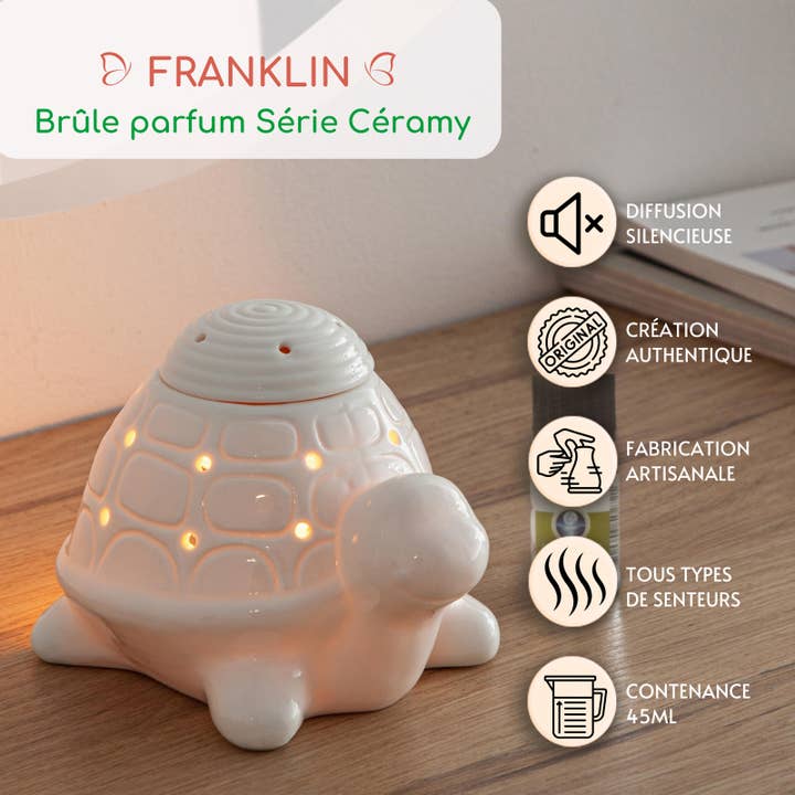 Zen'ArĂ´me - Wholesale Oil Warmer - Franklin the Turtle White Ceramic Incense Burner1