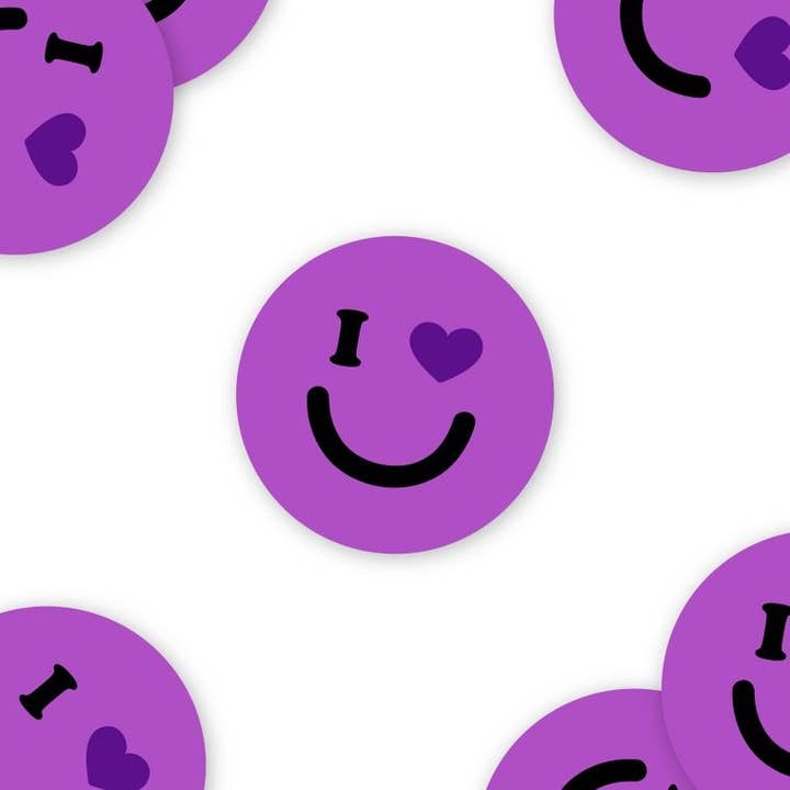 Jag hjärta du lilla smiley 2" runda klistermärke för wholesale av RAD Stickers + Doodads