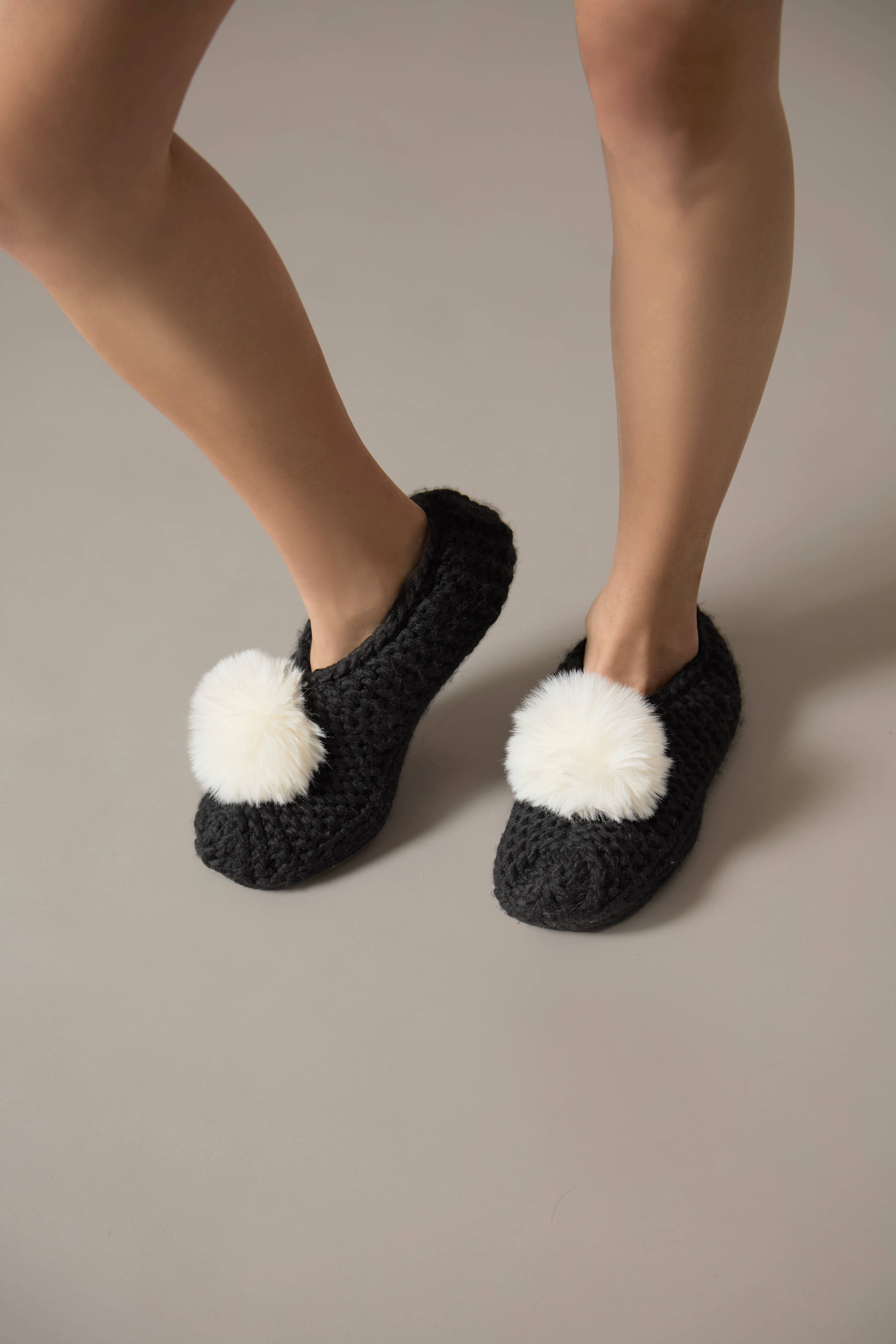 Infinity Classics International Inc. – wholesale Slippers – Women's – Women's Pom Pom Recycled Knit Sherpa Lined Slippers2