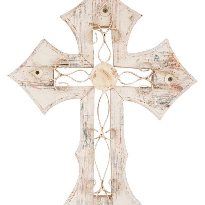 My Amigos Imports - Wholesale Wall Cross - Laredo Wall Cross-Mexican Folk Art-Wood-Handmade-14x19-Wall