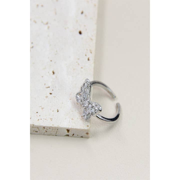 BELLISSIMA BIJOUX - Wholesale Multi-Stone Ring - Adjustable Butterfly Ring Adorned with Rhinestones in Stainless Steel1